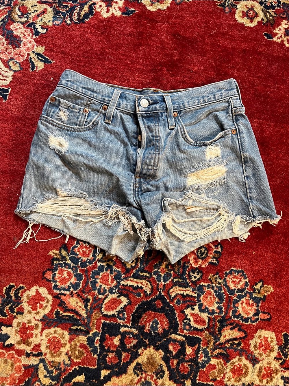 Levi’s 501 Women's Distressed Denim Shorts - Blue